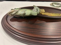 Cool & Very Rare Franklin Mint Largemouth Bass Collector Knife w/ Display AS IS