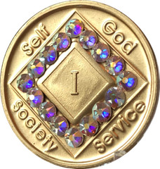 1 – 40 Year Official NA Medallion With Crystal AB Color Swarovski Crystal