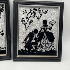 Vintage Foil Back Reverse Painted Pairs With The Courtship NY Silhouettes 4×6