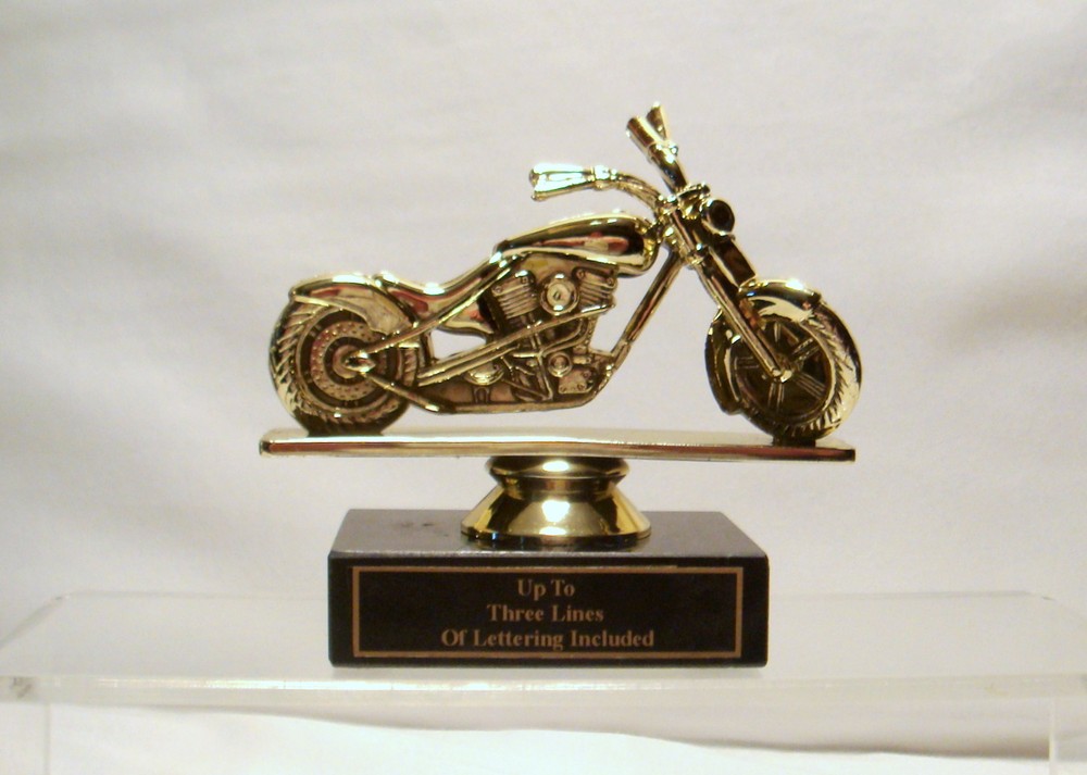 MOTORCYCLE TROPHY, BIKE AWARD, MOTORCYCLE SHOW CHOPPER WHEEL DOWN