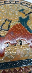 2x lot Hermes & Semeah Enamel on Brass Cloisonne Plates MCM Greece 6 1/2″ 12D