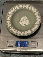 Wedgwood Sage Green Jasperware Lot Heart Trinket Box Tray Plate Set Vintage 2pc
