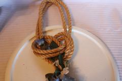 Vintage Swedish Love Knot Hand Made With Blue Ribbon and Blue & White Flowers