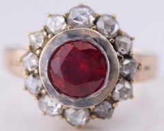 MUSEUM GRADE: Antique Faberge 14k Gold 1.77ct Ruby & 1ct Diamond Ring c1890’s