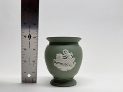 Wedgewood Green Jasperware Winged Horse – Neoclassical Small Vase 3.75″ x 2.75″