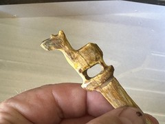 AMAZING PRE-COLUMBIAN LLAMA EFFIGY VOMIT STICK / HAIRPIN FROM PERU MOTLEY COA