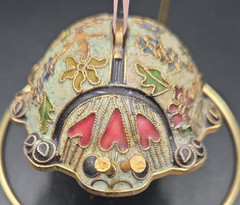 Cloisenne Enemaled Lady Bug Ornament Cooper,Gold,Enamel,Silver