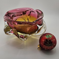 Gorgeous Bohemian Joseph Hospodka for Chribska Glassworks Art Glass Heavy Dish