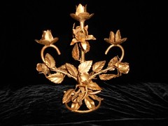 Vintage Italian Rose Tole Candelabra