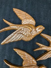 Burwood Swallows Birds in Flight Hanging Plaques Vintage Set of 3 USA 1980’s