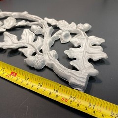 Vintage Pediment Fall Oak Acorn Leaf Wall Decor Cast Aluminum Art Panel 21″x8″