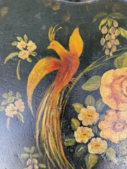 Antique 19th Century Tole Tray Hand Painted Bird Flowers 29”x 21” ESTATE FIND