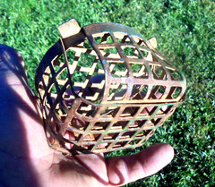 Vintage Metal Wire Flower Frog Dome Cage Floral Arranger Rustic Patina