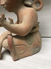 Antique Pre-Columbian Maya Mexican Red Clay Terracotta Pottery Figurine 9”