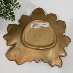 Vtg Ceramic Distressed Metallic Gold Copper Leaf Shaped Trinket Dish Decoration