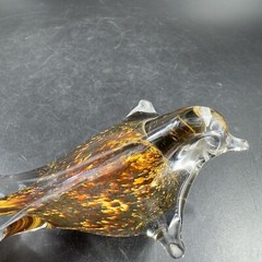 Hand Blown Art Glass Bird Figurine Paperweight Glass Artist Signed JC Vintage