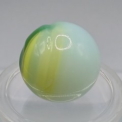 0.62″ Vintage Akro Agate Green Yellow Popeye Patch Marble- #Q141