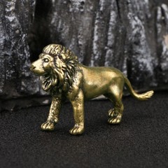 Brass Lion Figurine Statue House Office Table Decoration Animal Figurines Toys *