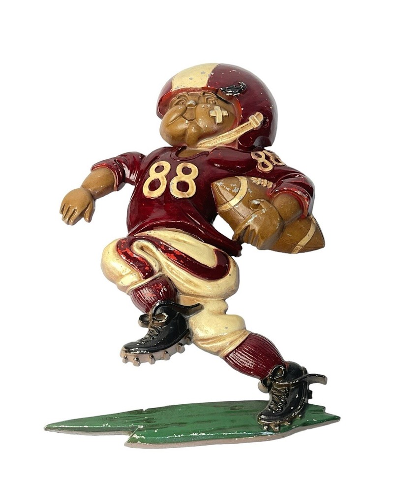 Vintage 1976 HOMCO Cast Metal Maroon Team Football Player Hanging Wall Plaque US