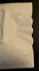 Vintage Enesco 1970s Import Ashtray. White, Gray, & Black. 10 1/8″X 6 1/8″x 7/8″