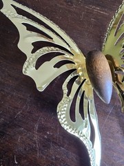 NIB Set Of 3 VTG Home Interior Gold Metal Wood Butterflies Art Decor Shabby Chic