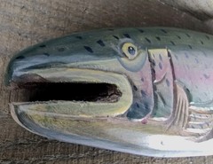 Wood Decorative Fishing Shelf Trout Rustic Lake Cabin Cottage Fathers Day 1980s
