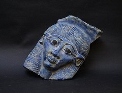 Egyptian Hathor Mask Sculpture Solid Stone Ancient Mythology Face Artifact BC