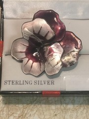 David Andersen Sterling Silver Enamel Brooch Purple 925 Norway 19 Gram Vintage