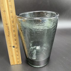 Fire and Light Recycled Glass Tumbler Charcoal Barware Glasses 4.5inch Set 2 VTG