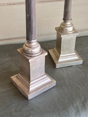 Grand Tour Neoclassical Carved Water Giltwood Columns With Marble Spheres – A Pa