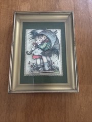 Hummel Goebel 3D Dimensional Picture Boy Girl under Umbrella VTG 1986 Shadowbox