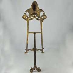 Vintage Gothic Style figural Brass Table Top Book Art Display Easel Stand 22″