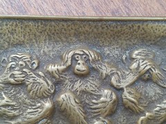 Small Brass Trinket dish *See, Speak, Hear No Evil Monkeys*◾Enamel Ireland Mark