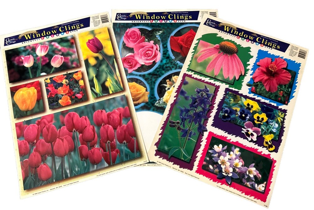1998 Vintage Flowers Classic Clings Window Decorations