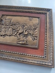 Vintage French Floralix Detailed Relief Framed Wall Decor Market Scene