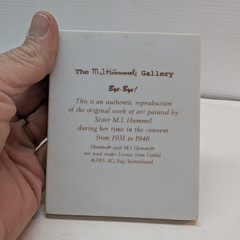 MJ Hummel Bye- Bye Miniature Ceramic Artwork on Easel 4 x 3.5 Inch Switzerland