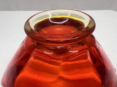 Vintage Viking Glass Double Crimped Petal Deep Orange Candy/Trinket Bowl