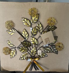 Pier 1 Vtg Tole Metal Wall Hanging Floral Hydrangea Art Sculpture