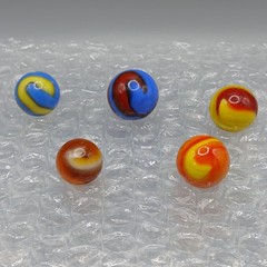 .57″-.72″ Vintage Akro Agate Corkscrew Marble Lot of 5 (Good)- #Q144