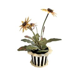 Vintage Italian Tole Sunflower Flower / Floral Arrangement Toleware Plant
