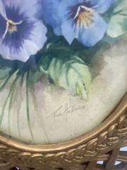 Homco Gold Lattice Frame Fran Anderson Vintage Floral Print Cottagecore Frame