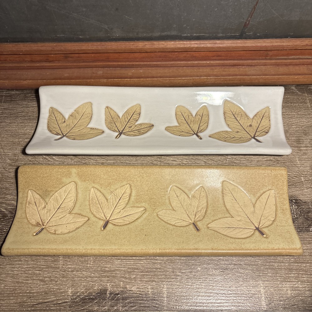 Cracker Tray Platter Country Originals Oak Leaf Pottery Colombia 14” Set Pair D6