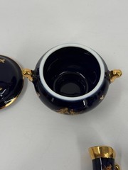 Vintage 14 Piece Lot – MINI Limoges Castel France Cobalt Blue 22 Karat Gold Trim