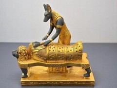 EGYPTIAN ANTIQUE STATUE RARE EGYPTIAN ANTIQUITIES OF GOD ANUBIS PHARAONIC BC