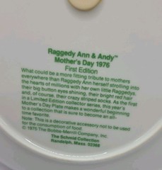 Schmid Raggedy Ann & Andy 1976 Limited First Edition Mother’s Day Plate