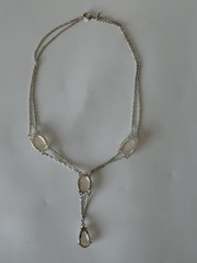 Vintage Silver Noav rhinestone station Y Necklace 18″