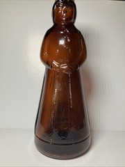 MRS BUTTERWORTH’S Amber 24 oz GLASS SYRUP BOTTLE Plastic LID VINTAGE 10”