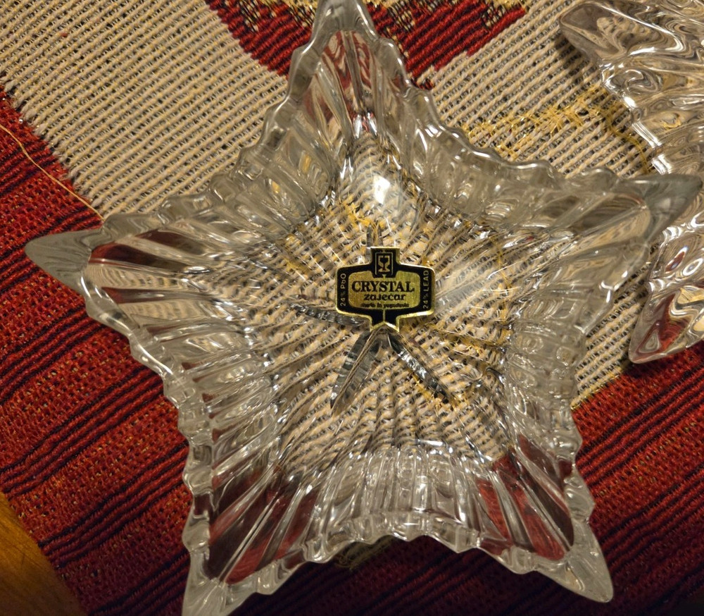 Vintage Zajecar 24% Lead Crystal Star-shaped Trinket Or Jewelry Box. Yugoslavia