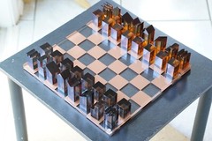 Minimalistic Brown & Black Crystal Chess Set | Architectural Design Chess Set