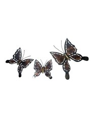 3 Vintage Home Interior Metal Brass Copper Tin Butterflies Wall Decor
